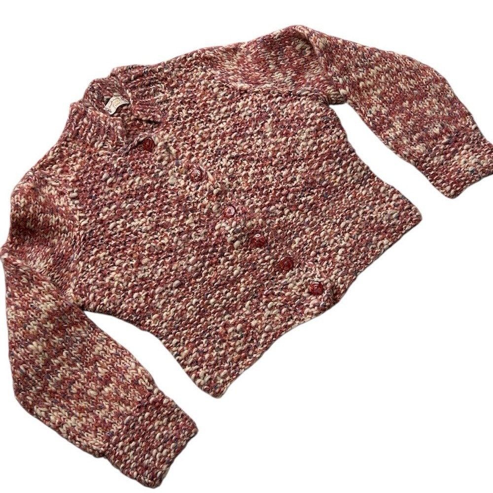 Vintage Handmade Dolores Knit Cardigan Sweater Women's Chunky Button Front L/XL